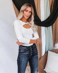 Willow Ribbed Cutout Bodysuit - Ivory - SALE