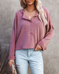 Windswept Relaxed Knit Henley Top - Mauve