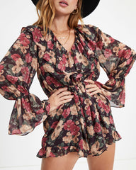 Wine Country Dates Floral Chiffon Romper