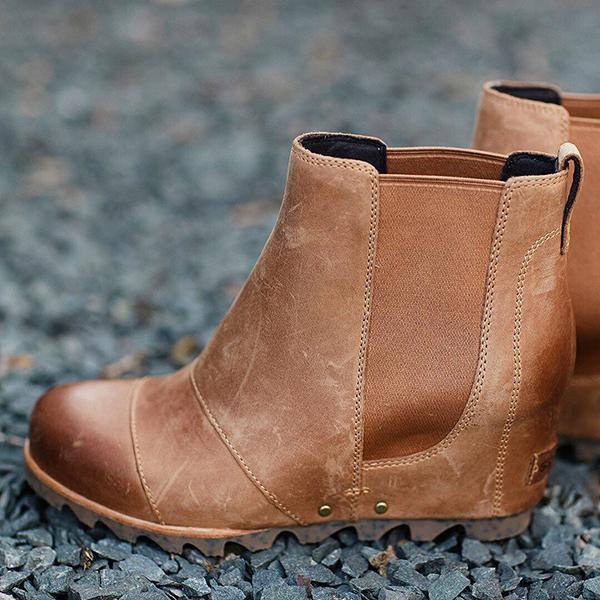 Winter Slip On Wedge Boots