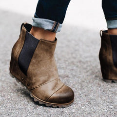 Winter Slip On Wedge Boots