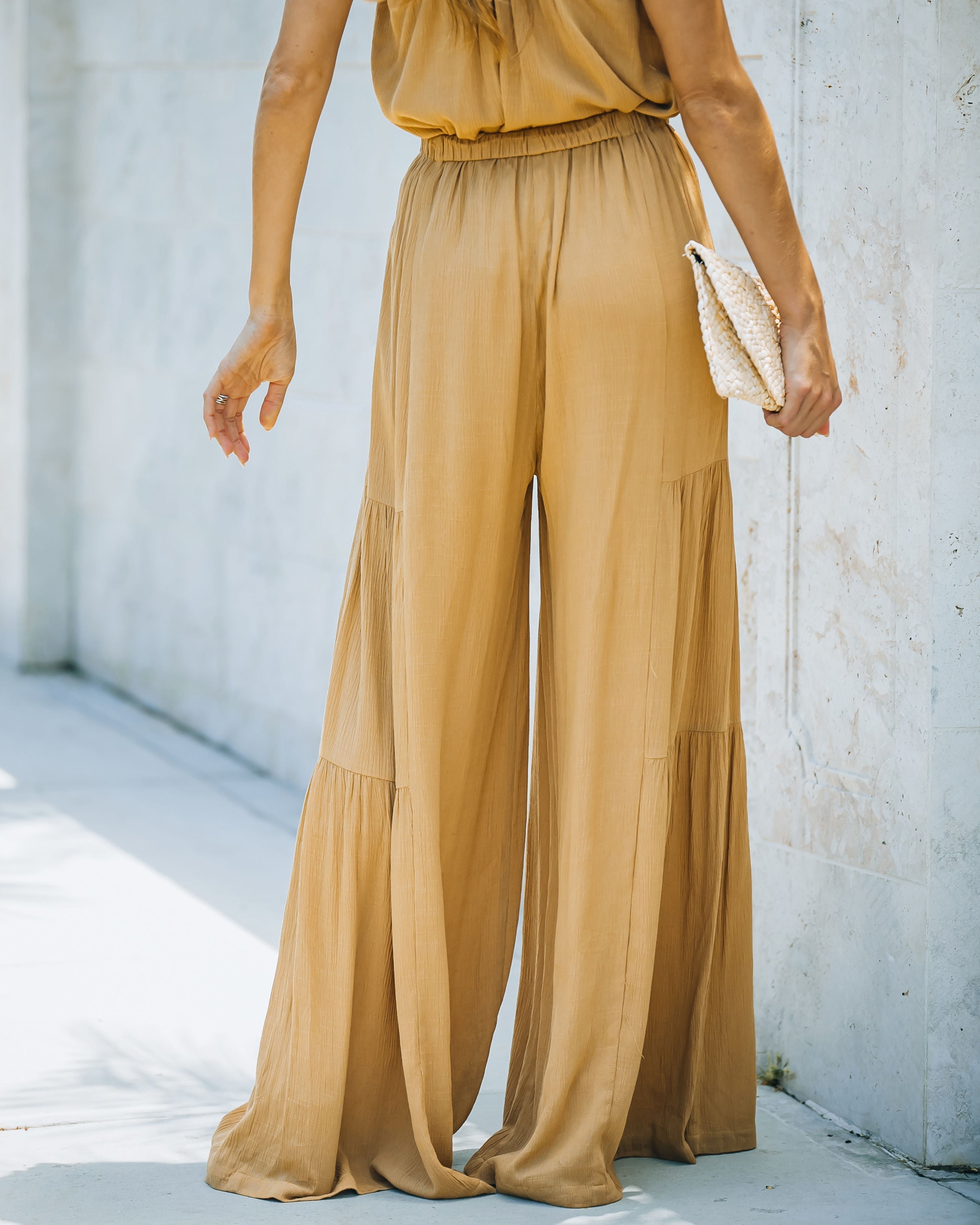 Wistar High Rise Palazzo Pants - Wheat