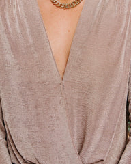 Worth The Wait Drape Bodysuit - Taupe