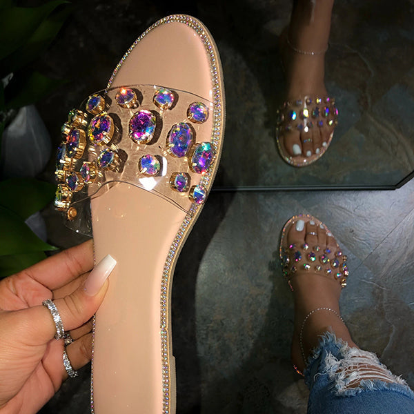 Gem Slip-On Clear Strap Slippers