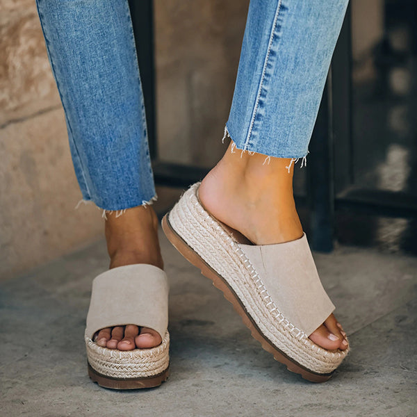 Daily Faux Suede Espadrille Flatform Sandals