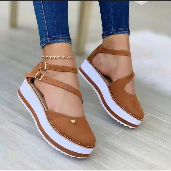 Casual Round Toe Platform Buckles Sandals