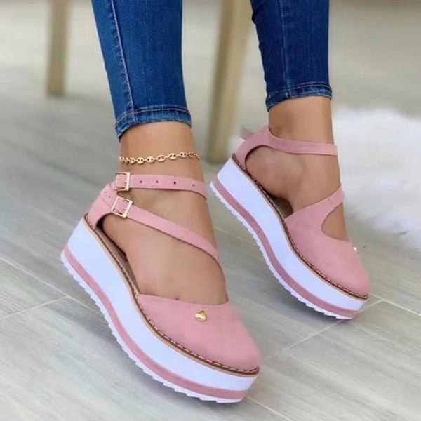 Casual Round Toe Platform Buckles Sandals