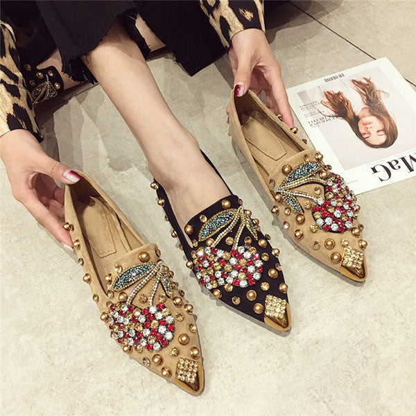 Gorgeous Rhinestone Pointed Toe Flats