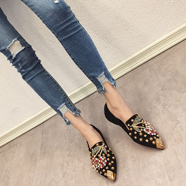 Gorgeous Rhinestone Pointed Toe Flats