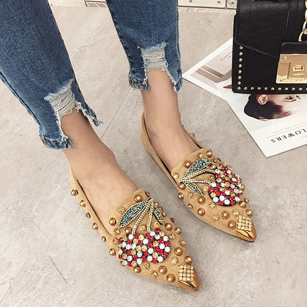 Gorgeous Rhinestone Pointed Toe Flats