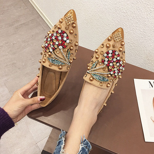 Gorgeous Rhinestone Pointed Toe Flats