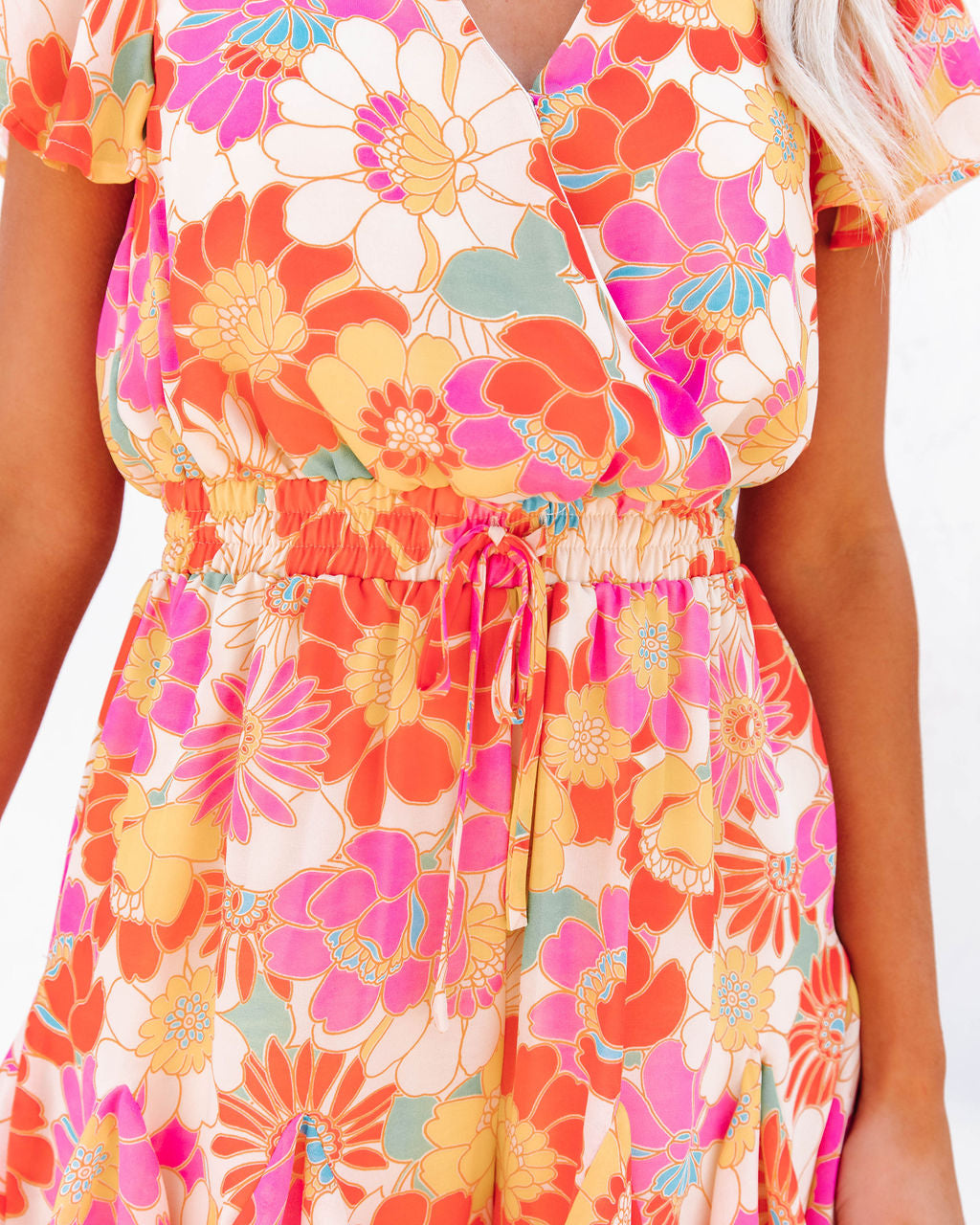 You Cute Floral Ruffle Romper - Red Multi - SALE