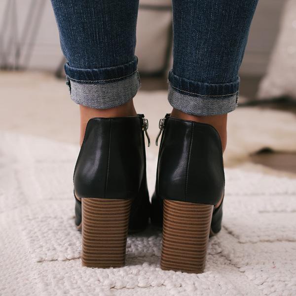 Mid Heel Peep Toe Boots