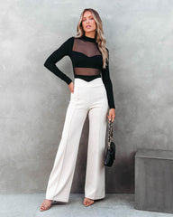 Carter Front Crease Wide Leg Pants - Nude