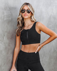 All Set Zip Up Sports Bra - Black