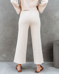 Autumn Splendor Ribbed Knit Pants - Beige