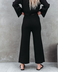 Autumn Splendor Ribbed Knit Pants - Black