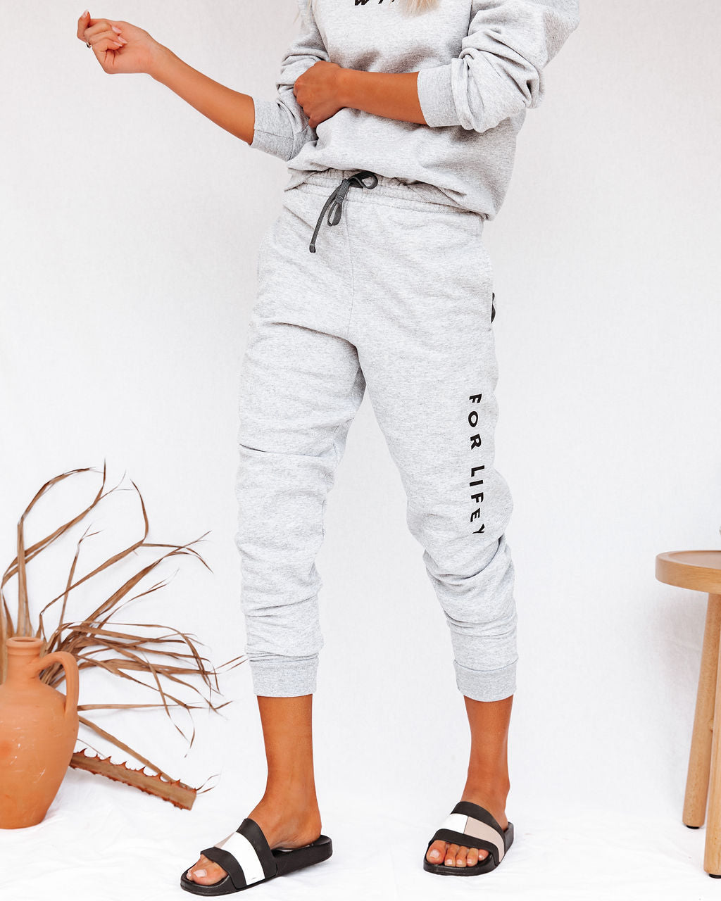 A Wifey For Lifey Cotton Blend Pocketed Joggers