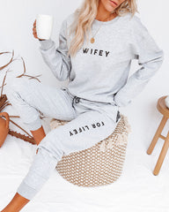 A Wifey For Lifey Cotton Blend Pocketed Joggers