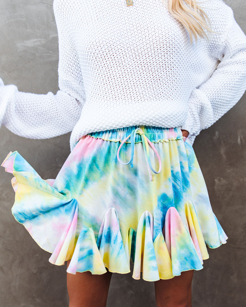 Bingo Tie Dye Ruffle Mini Skirt