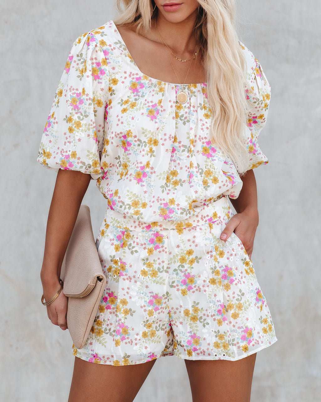 Consistency Floral Pocketed Eyelet Shorts - SALE