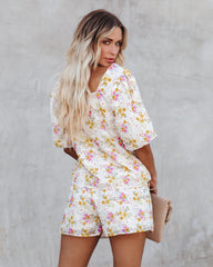 Consistency Floral Pocketed Eyelet Shorts - SALE