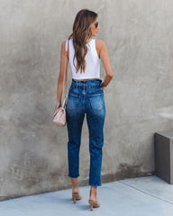 Isabella High Rise Belted Mom Jeans