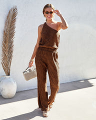 Drift Away Textured Pants - Chocolate