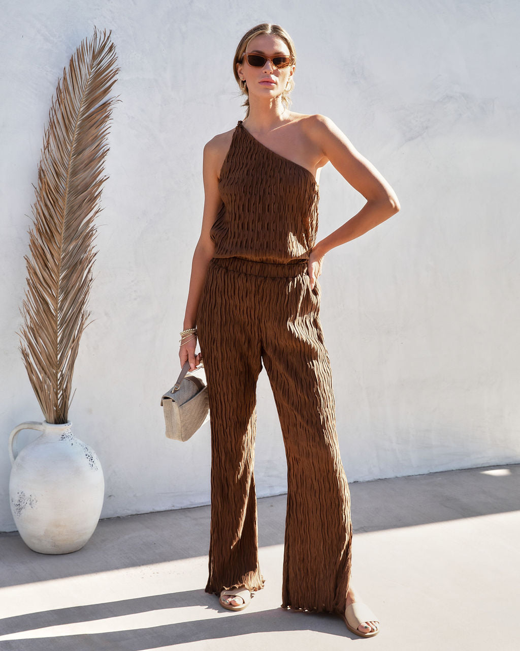 Drift Away Textured Pants - Chocolate