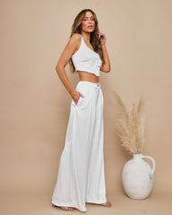 Endless Love Satin Pocketed Pants - Ivory