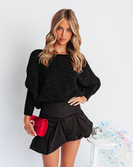 Everyday Muse Asymmetrical Bubble Hem Mini Skirt - Black