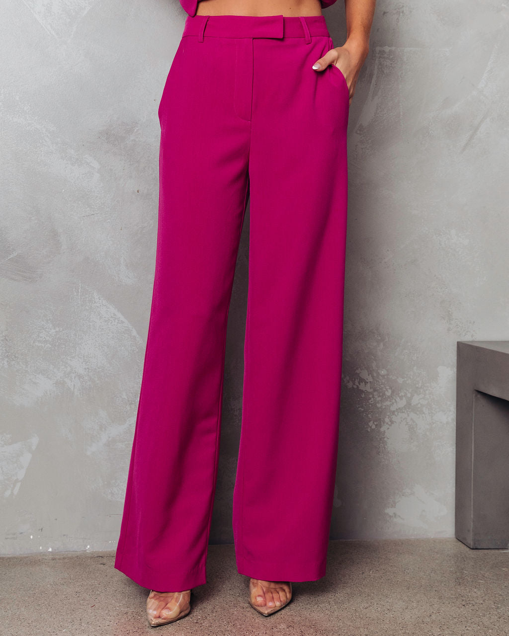 Fashionista Confessions Pocketed Wide Leg Pants - Magenta