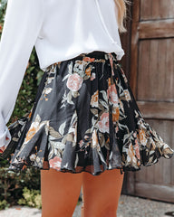 Free Rein Floral Chiffon Ruffle Mini Skirt