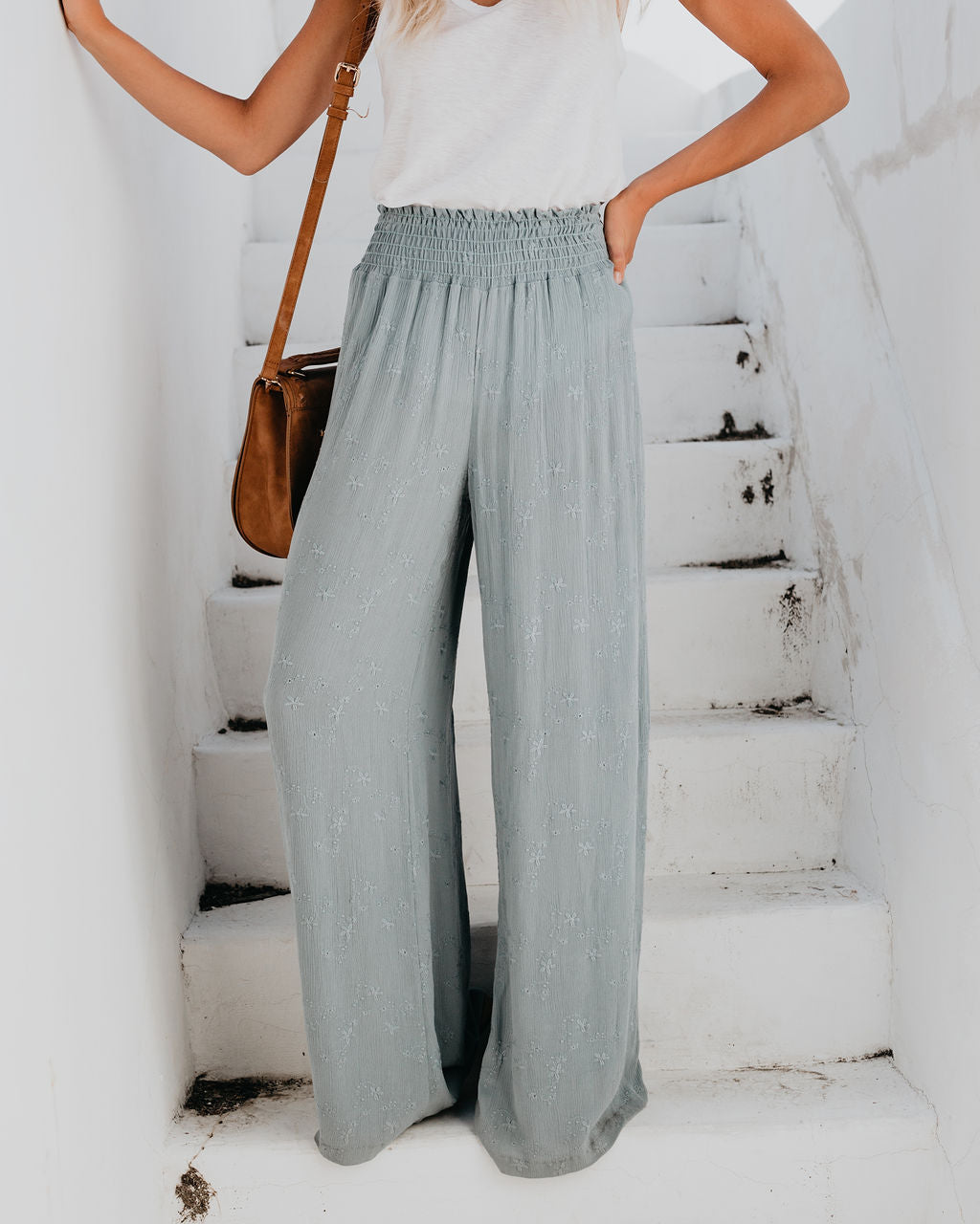 Fresh Air Smocked Embroidered Pants