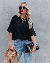 Her Cotton Cropped Tee - Black