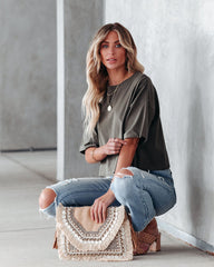 Her Cotton Cropped Tee - Olive