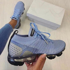 Air Cushion Sneakers Lace Up Mesh Breathable Running Shoes