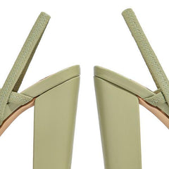 Elastic Straps Squared Toe Chunky Heels