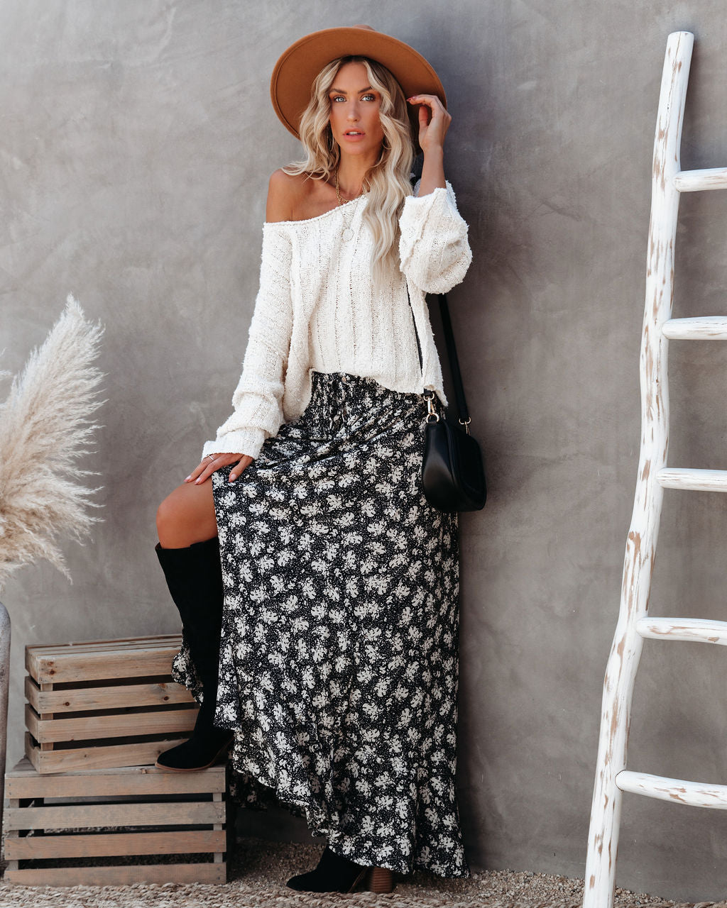 Montelena Floral Button Down Maxi Skirt - Black